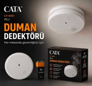CATA CT-9451 Pilli Duman Dedektörü – 9V – Yangın Alarm Dedektörü - Görsel 1