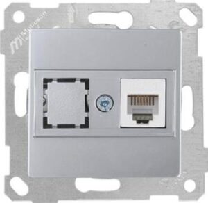 Mutlusan Rita Mek+Tuş Telefon Prizi 1Xrj12 (Cat3) İnox - Görsel 1